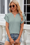 Eyelet Notched Flutter Sleeve T-Shirt - PD SECRET REALM