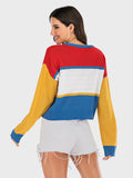 Perfee OKAY Contrast Dropped Shoulder Long Sleeve Sweater - PD SECRET REALM