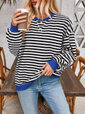 Lovelet Contrast Striped Long Sleeve Sweatshirt - PD SECRET REALM