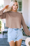 Round Neck Drop Shoulder Long Sleeve Top - PD SECRET REALM