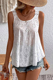 Eyelet Round Neck Wide Strap Tank - PD SECRET REALM