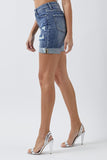 RISEN Full Size Distressed Rolled Denim Shorts with Pockets - PD SECRET REALM