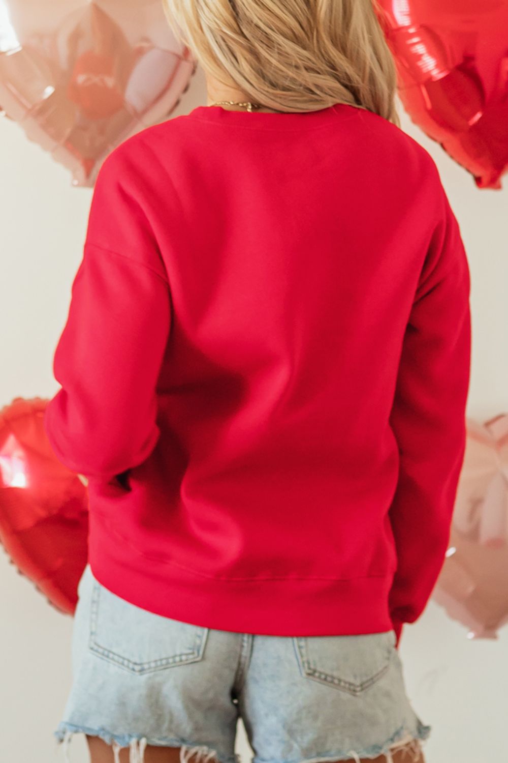 Valentine’s Day Round Neck Drop Shoulder Sweatshirt