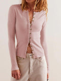 Ribbed Round Neck Long Sleeve Top - PD SECRET REALM