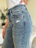 Judy Blue Full Size Mid Rise Distressed Straight Jeans - PD SECRET REALM