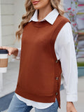 Buttoned Round Neck Sweater Vest - PD SECRET REALM