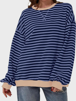 Lovelet Contrast Striped Long Sleeve Sweatshirt - PD SECRET REALM