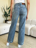 Judy Blue Full Size Mid Rise Distressed Straight Jeans - PD SECRET REALM