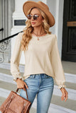 Round Neck Flounce Sleeve Blouse - PD SECRET REALM