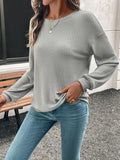 Round Neck Dropped Shoulder Long Sleeve T-Shirt - PD SECRET REALM