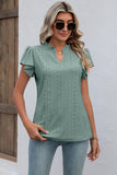 Eyelet Notched Flutter Sleeve T-Shirt - PD SECRET REALM