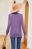 Buttoned Notched Neck Long Sleeve Top - PD SECRET REALM