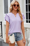 Eyelet Notched Flutter Sleeve T-Shirt - PD SECRET REALM