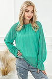 Round Neck Flounce Sleeve Blouse - PD SECRET REALM