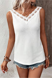 Lace Detail Textured V-Neck Tank - PD SECRET REALM