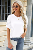 Round Neck Buttoned Short Sleeve T-Shirt - PD SECRET REALM