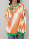 Lovelet Contrast Striped Long Sleeve Sweatshirt - PD SECRET REALM