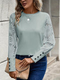 Round Neck Lace Long Sleeve Top - PD SECRET REALM