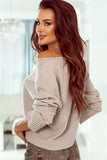 Ribbed Round Neck Drop Shoulder Long Sleeve Top - PD SECRET REALM