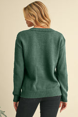 Green Hollow Knit Drop Shoulder Cardigan