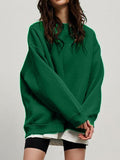 Round Neck Dropped Shoulder Long Sleeve Sweatshirt - PD SECRET REALM