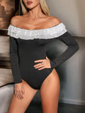 Perfee Sequin Ruffled Off-Shoulder Long Sleeve Bodysuit - PD SECRET REALM