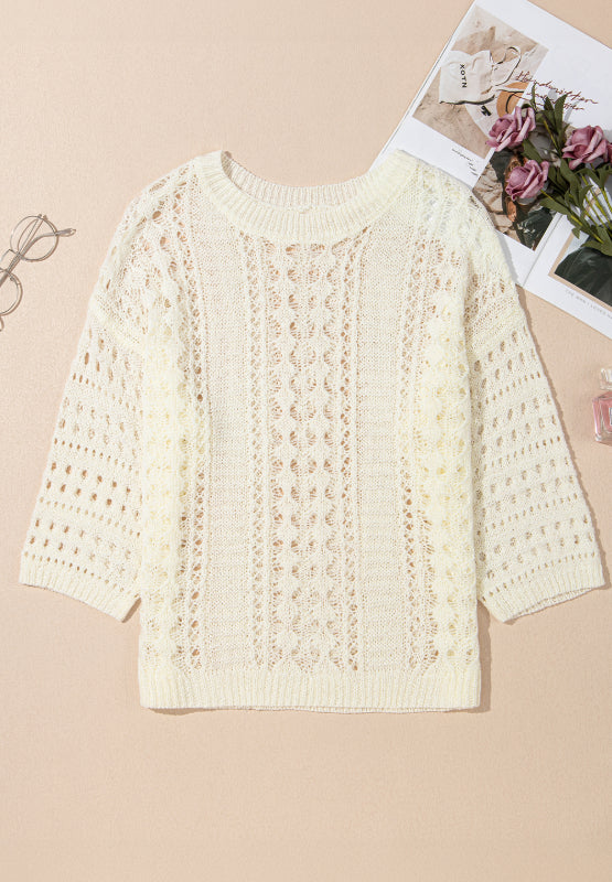 Hollow Out Drop Shoulder Sweater