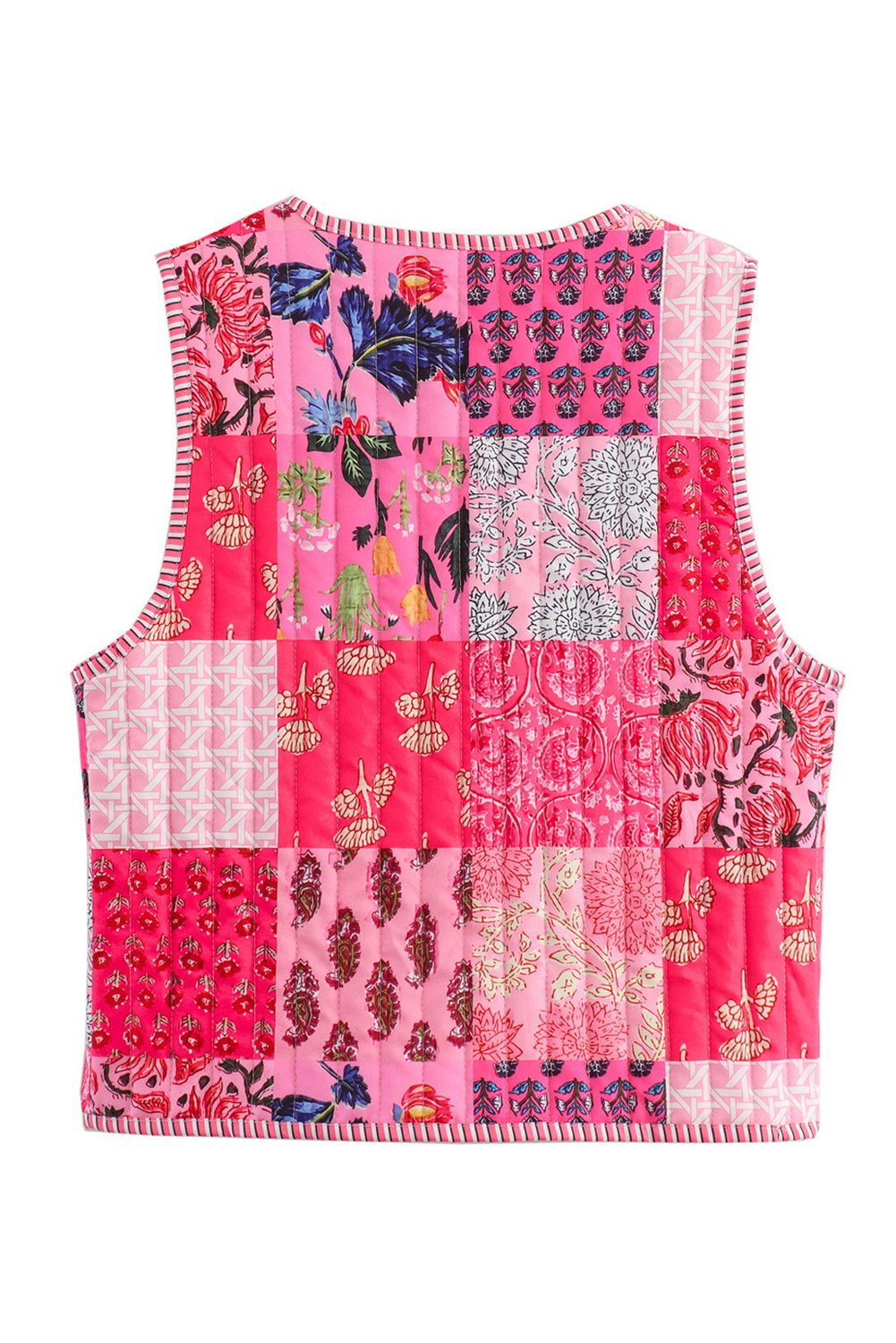 Rose Reversible Floral And Striped Boho Cardigan Vest