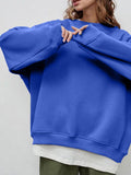 Round Neck Dropped Shoulder Long Sleeve Sweatshirt - PD SECRET REALM