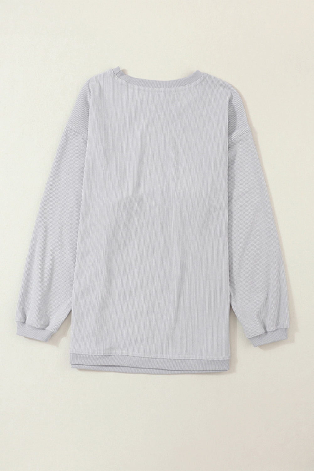 Dark Blue Plain Drop Sleeve Crinkle Rib Oversized Sweatshirt