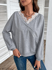 Perfee Lace Detail Long Sleeve Top