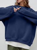 Round Neck Dropped Shoulder Long Sleeve Sweatshirt - PD SECRET REALM