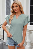 Eyelet Notched Flutter Sleeve T-Shirt - PD SECRET REALM