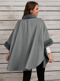 Fuzzy Trim Long Sleeve Poncho - PD SECRET REALM