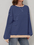 Lovelet Contrast Striped Long Sleeve Sweatshirt - PD SECRET REALM