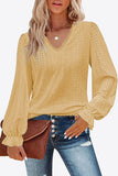 Eyelet V-Neck Flounce Sleeve Blouse - PD SECRET REALM