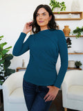 FAM-FAM Ruched Mock Neck Long Sleeve T-Shirt - PD SECRET REALM