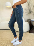 Judy Blue Full Size Mid Waist Distressed Slim Jeans - PD SECRET REALM