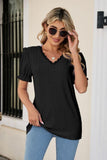 Eyelet Flounce Sleeve Scalloped V-Neck Top - PD SECRET REALM