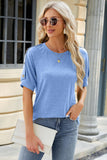 Round Neck Buttoned Short Sleeve T-Shirt - PD SECRET REALM