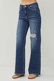 RISEN Full Size High Rise Distressed Wide Leg Jeans - PD SECRET REALM