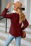 Round Neck Flounce Sleeve Blouse - PD SECRET REALM