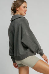 Collar Dropped Shoulder Sweatshirt