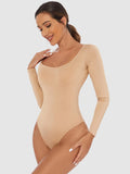 Full Size Scoop Neck Long Sleeve Bodysuit - PD SECRET REALM