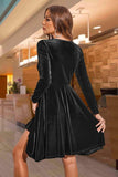 Round Neck Long Sleeve Knee Length Dress - PD SECRET REALM