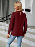 Round Neck Flounce Sleeve Blouse - PD SECRET REALM