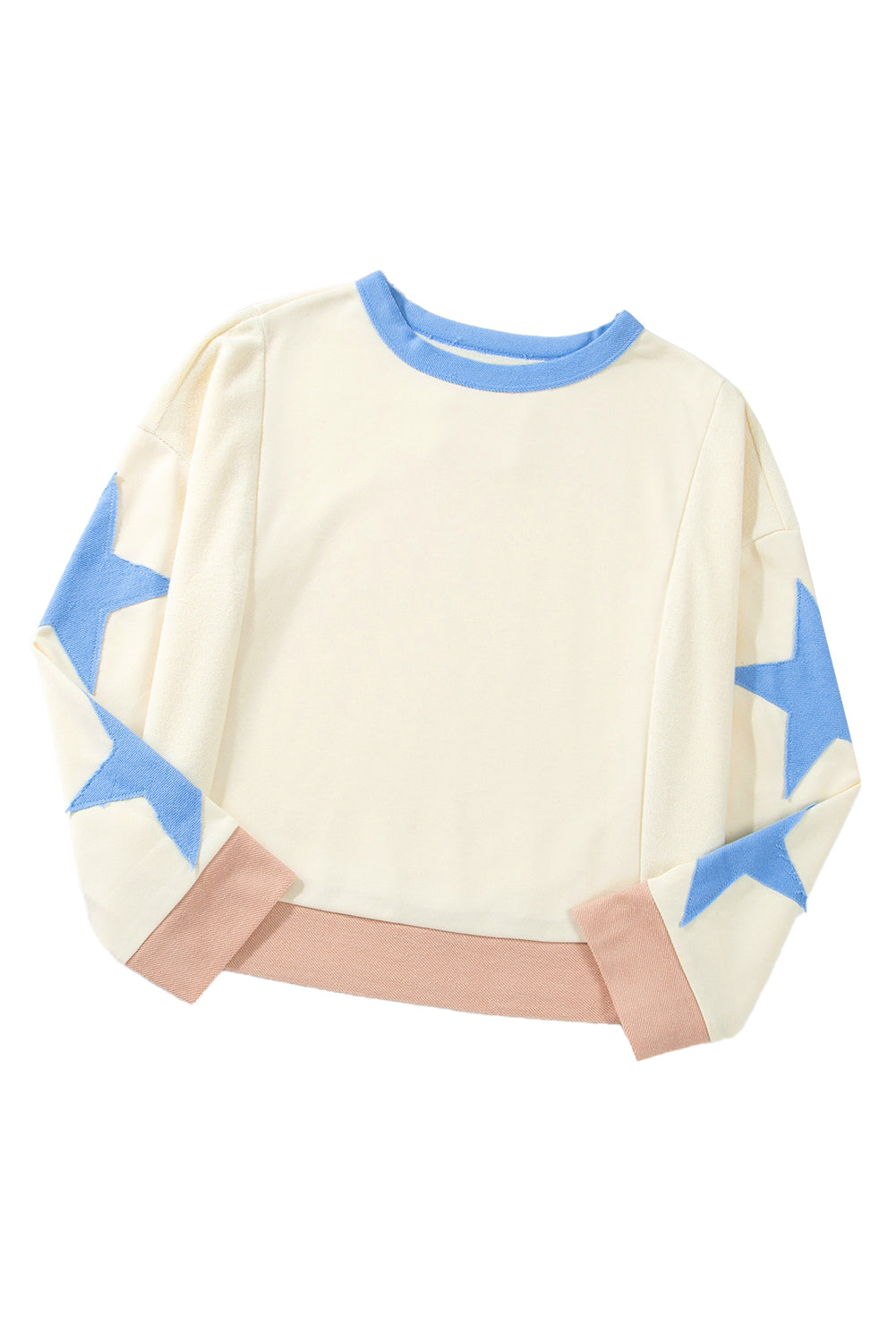 Parchment Star Patchwork Exposed Seam Oversized Sweatshirt