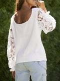 Ribbed Lace Trim Flounce Sleeve Knit Top - PD SECRET REALM