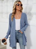 Pocketed Open Front Long Sleeve Cardigan - PD SECRET REALM