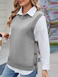 Buttoned Round Neck Sweater Vest - PD SECRET REALM